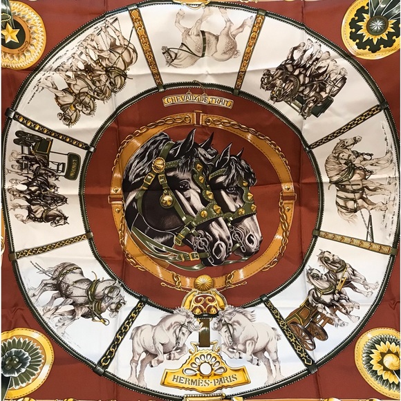 HERMES Carre90 CHEVAUX DE TRAIT Silk Scarf 😍🐴🐎🔥 - Picture 15 of 17